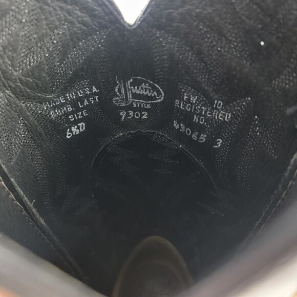 Justin Black Teju Lizard Exotic Skin Western Boots 9302 Women's Size 6.5 D USA - Picture 15 of 16